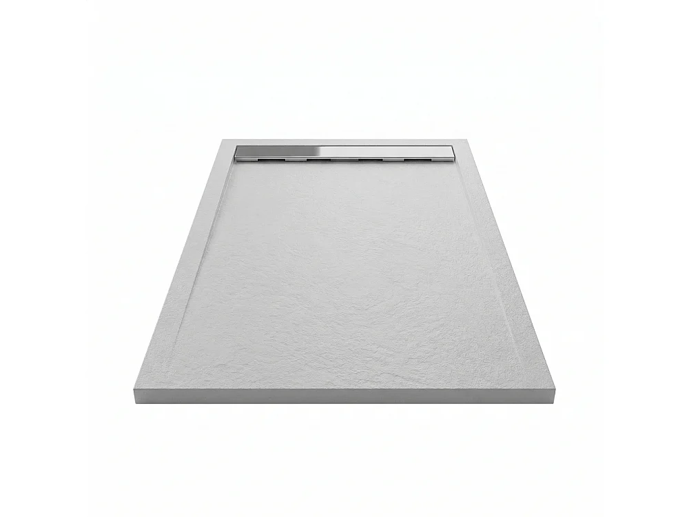 Plato de ducha pizarra RIBERA gris  90x160cm rejilla acero inox.