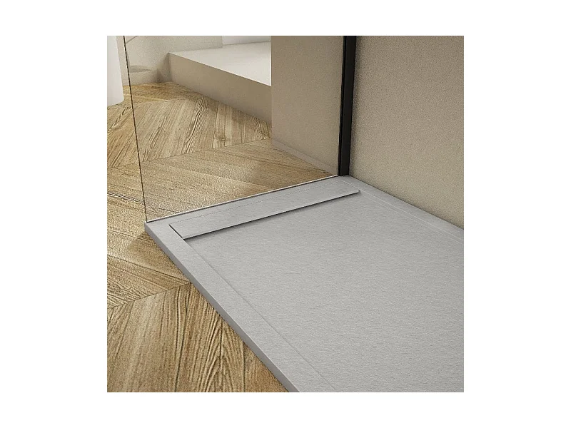 Extra flache Duschwanne RIBERA Schieferoptik GRAU 70x180cm