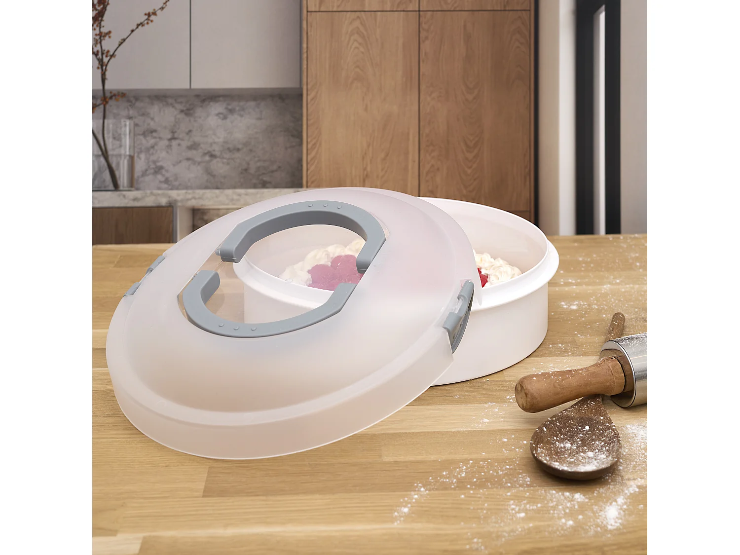 Boite A Gateau Transportable Blanc, Vert