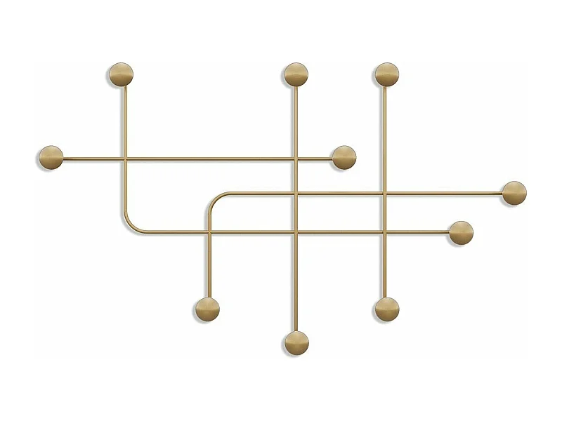Porte manteaux mural 9 patères en métal doré H64 cm - SAMARA