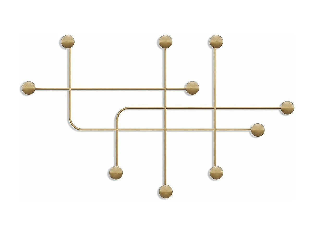 Porte manteaux mural 9 patères en métal doré H64 cm - SAMARA