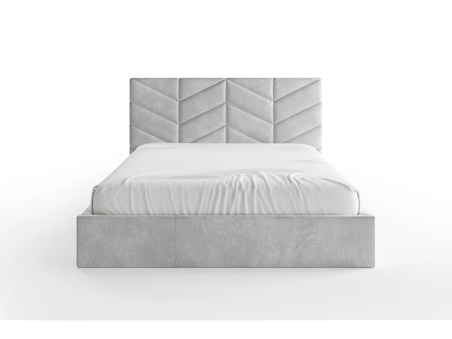 Bed met opbergruimte 180 x 200 cm - Stof met textuur - Grijs + matras - JUSTANI