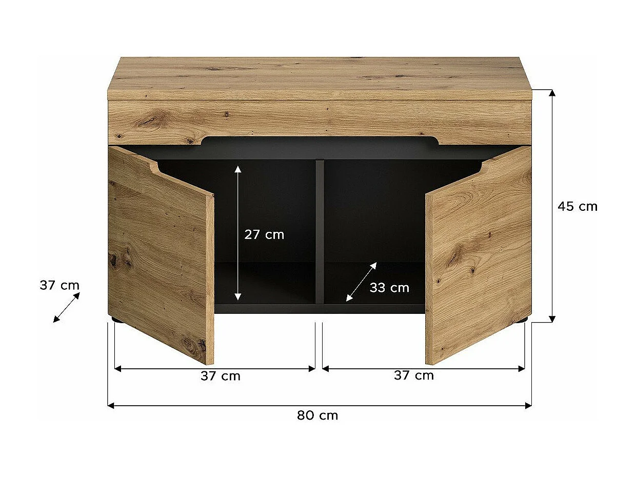 Banc avec rangement chaussures 2 portes et 2 niches L80 cm - CANU