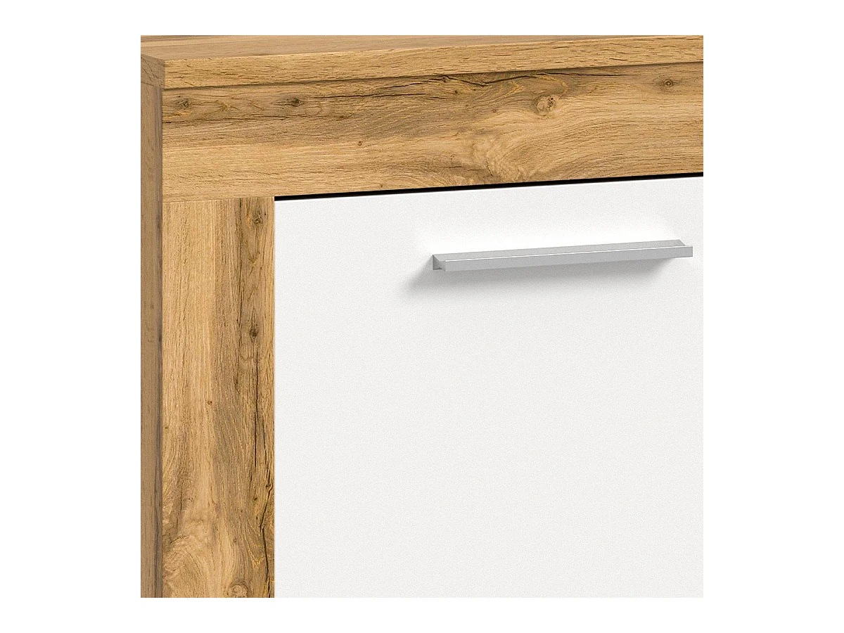Buffet haut 2 portes blanc et chêne wotan L80 cm - AOSTA