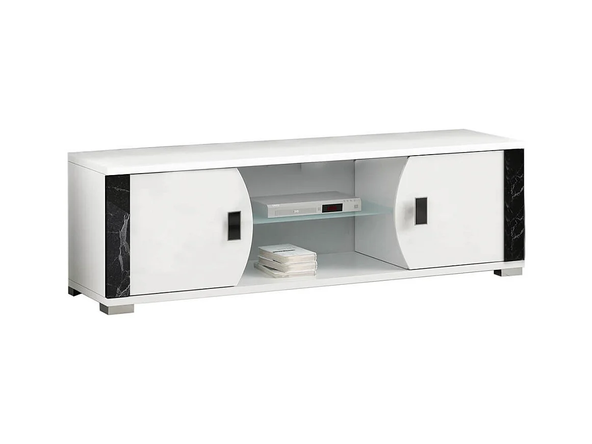 ARIANE - Ensemble Salon Table Basse + Meuble TV + Vitrines 1 Porte Eclairage Led intégré