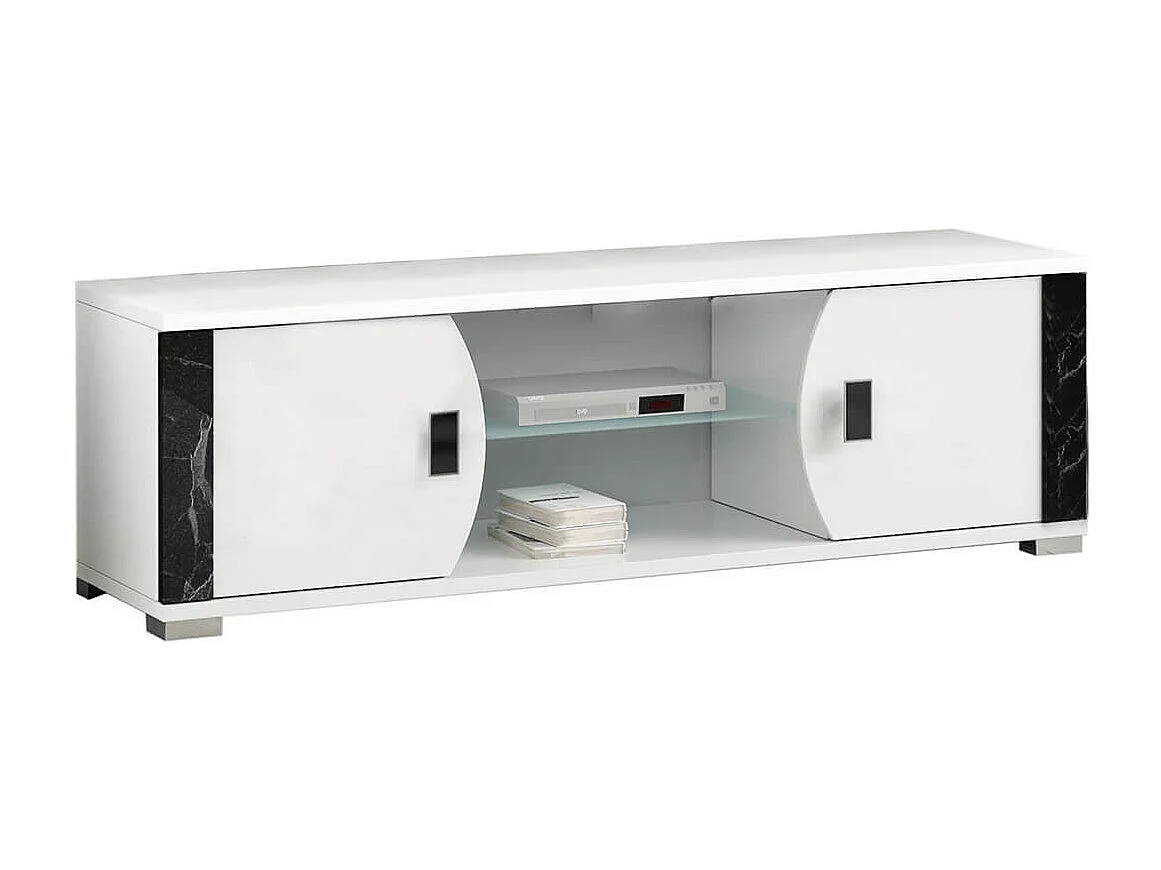 ARIANE - Ensemble Salon Table Basse + Meuble TV + Vitrines 1 Porte Eclairage Led intégré