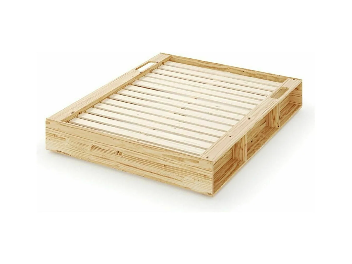 Lit avec rangements 140x200 cm bois massif bois naturel HOGGY