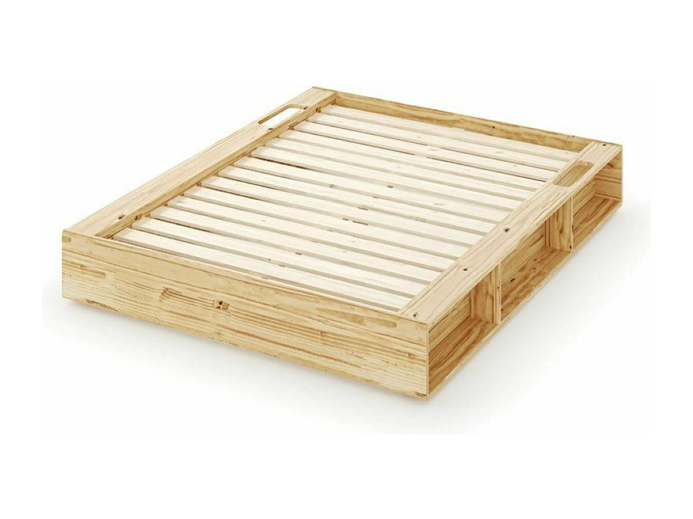 Lit avec rangements 140x200 cm bois massif bois naturel HOGGY