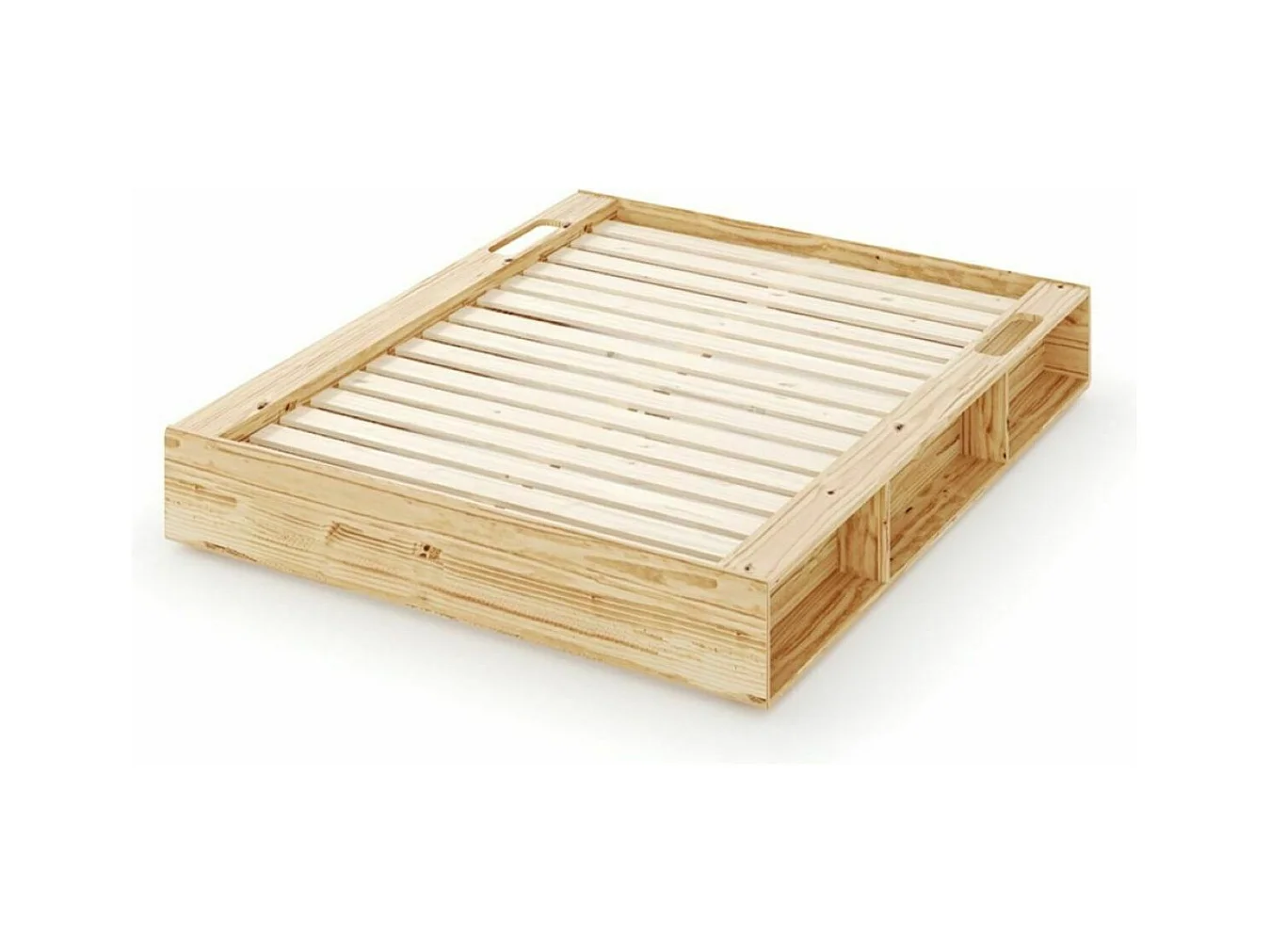 Pack lit avec rangements et matelas 160x200 cm bois massif bois naturel HOGGY