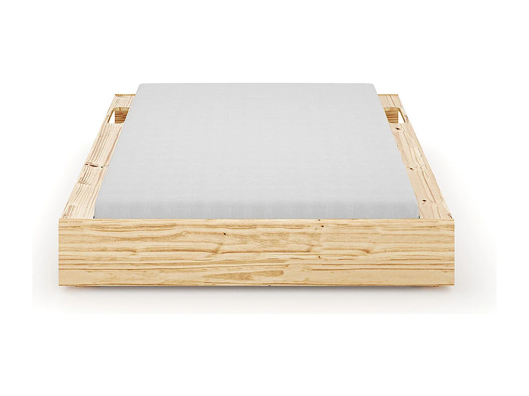 Pack lit avec rangements et matelas 140x200 cm bois massif bois naturel HOGGY