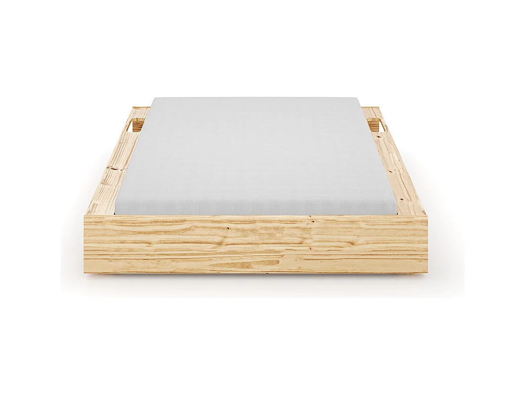 Lit avec rangements 160x200 cm bois massif bois naturel HOGGY