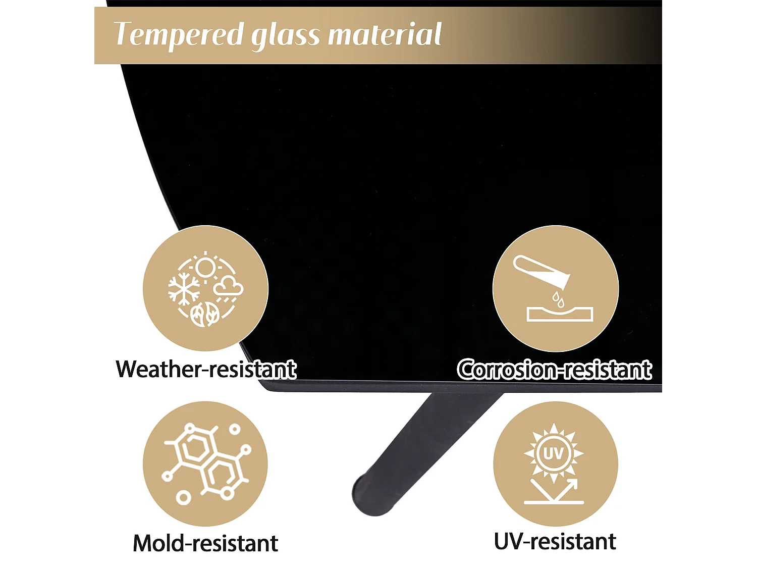 Modulaire tuinset van gegalvaniseerd staal voor 4 personen - 2-zitsbank en 2 eenpersoonsbanken + glazen salontafel - beige
