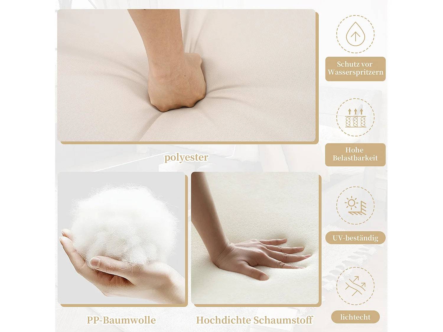 Salon de jardin modulable acier galvanisé- canapé d'angle + table bass + repose-pieds - plateau en bois d'acacia - beige