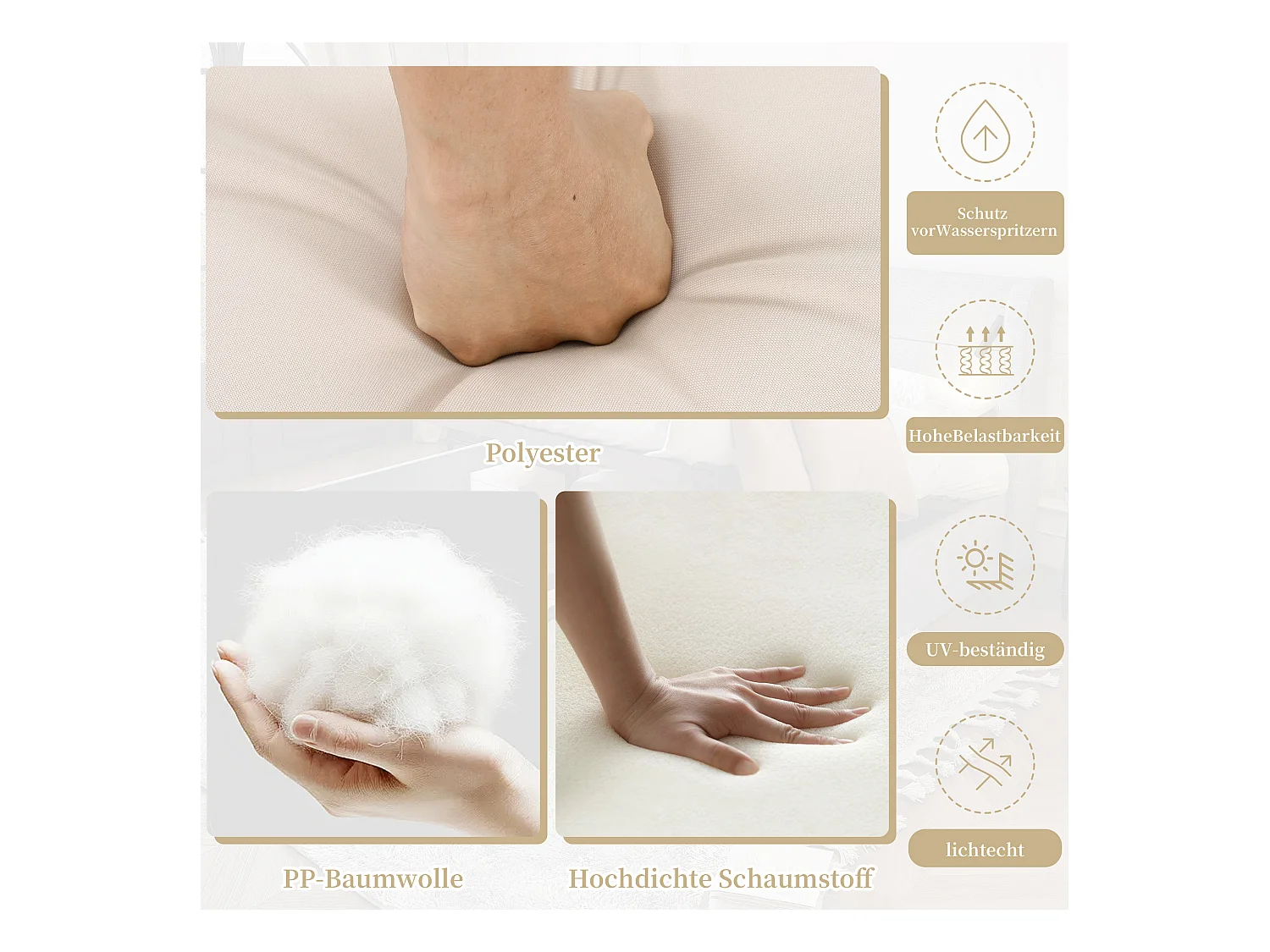 Arredo da giardino modulare - divano angolare + tavolino - struttura in legno spesso - beige