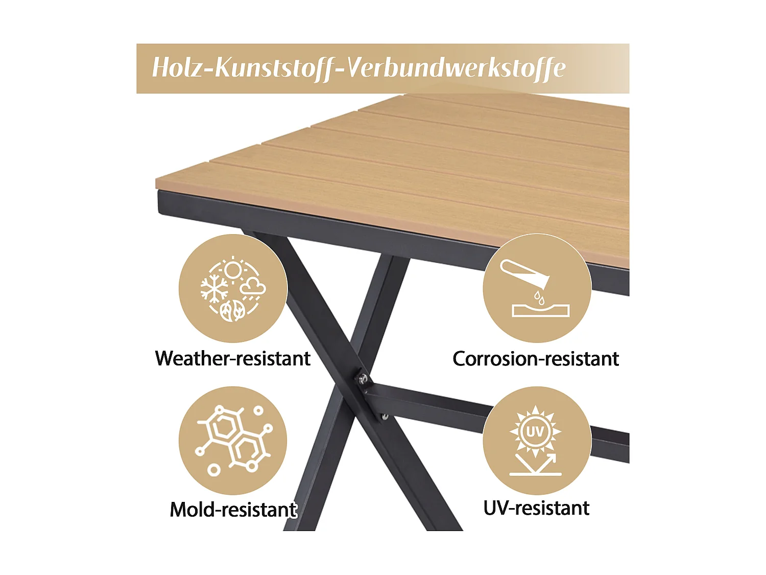 Modulaire tuinset van 4 stuks van gegalvaniseerd staal - hoekbank en 2 krukken + salontafel - beige