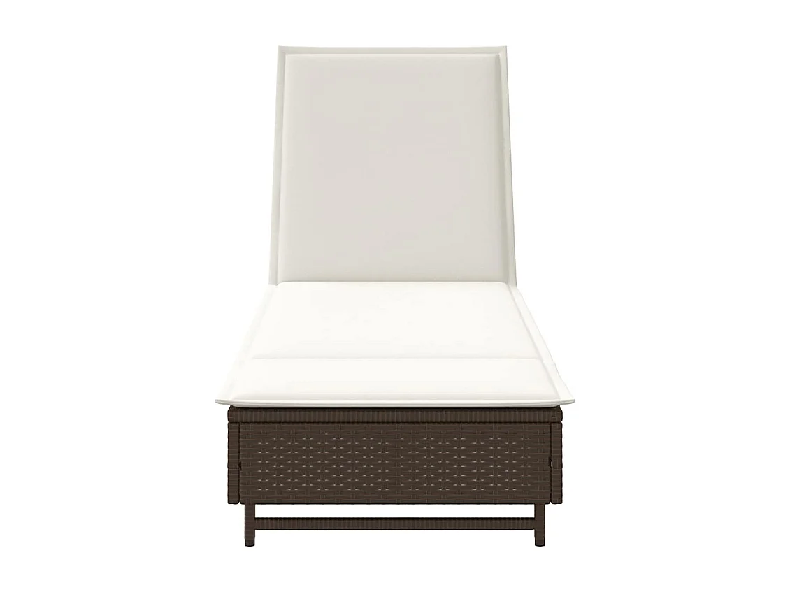 Chaise longue avec roues et coussin marron résine tressée