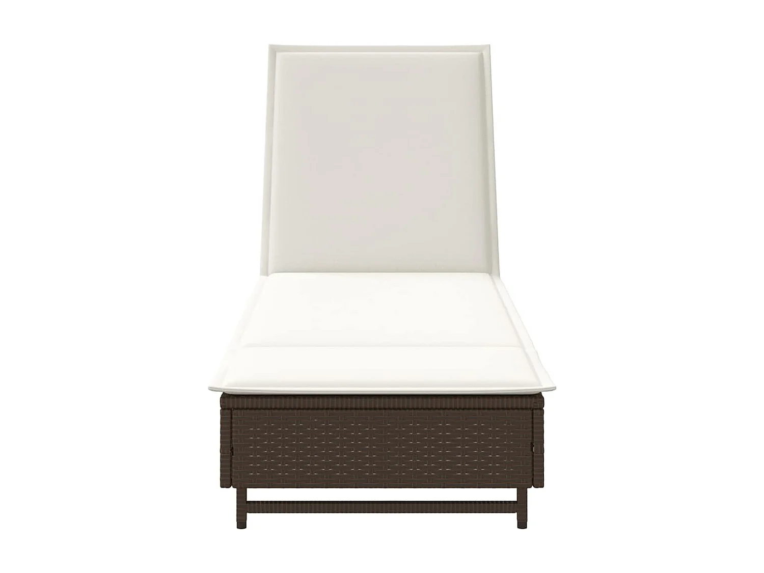 Chaise longue avec roues et coussin marron résine tressée