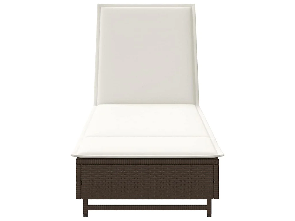 Chaise longue avec roues et coussin marron résine tressée