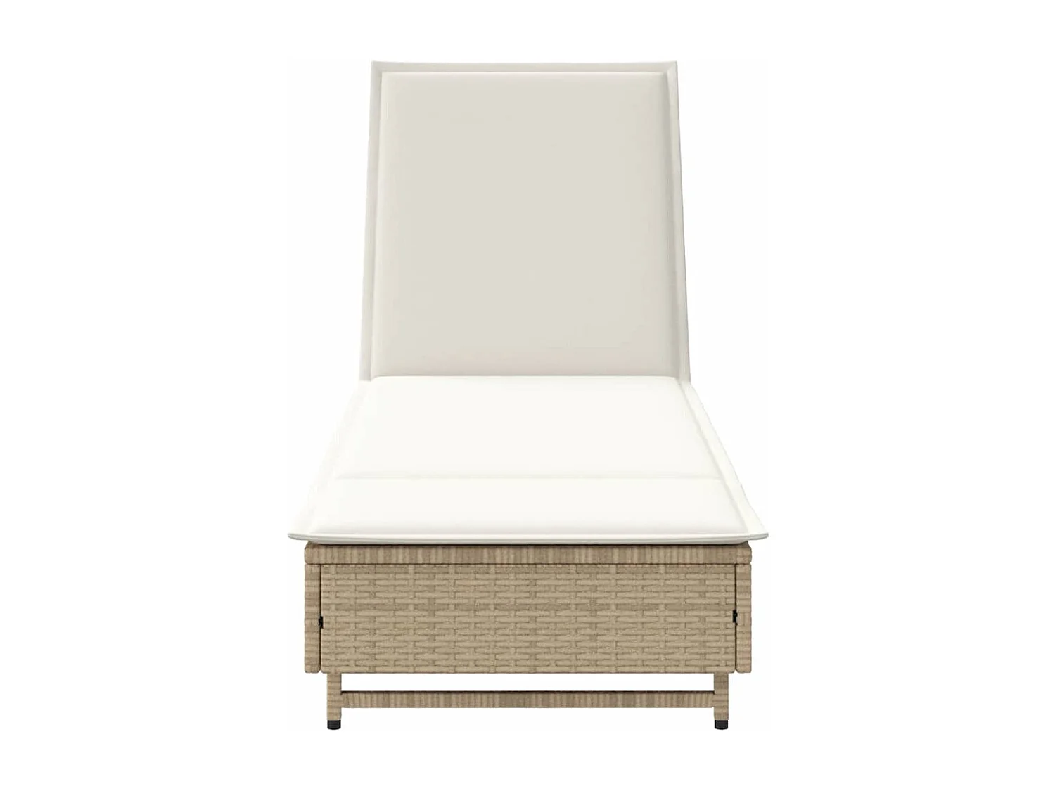 Tumbona con ruedas y cojín ratán sintético beige