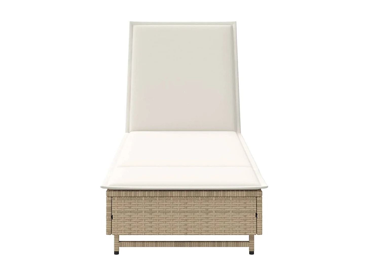 Chaise longue avec roues et coussin beige résine tressée