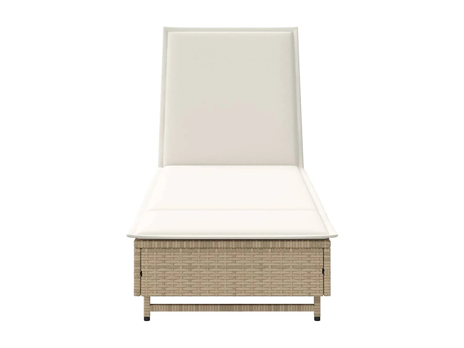 Chaise longue avec roues et coussin beige résine tressée