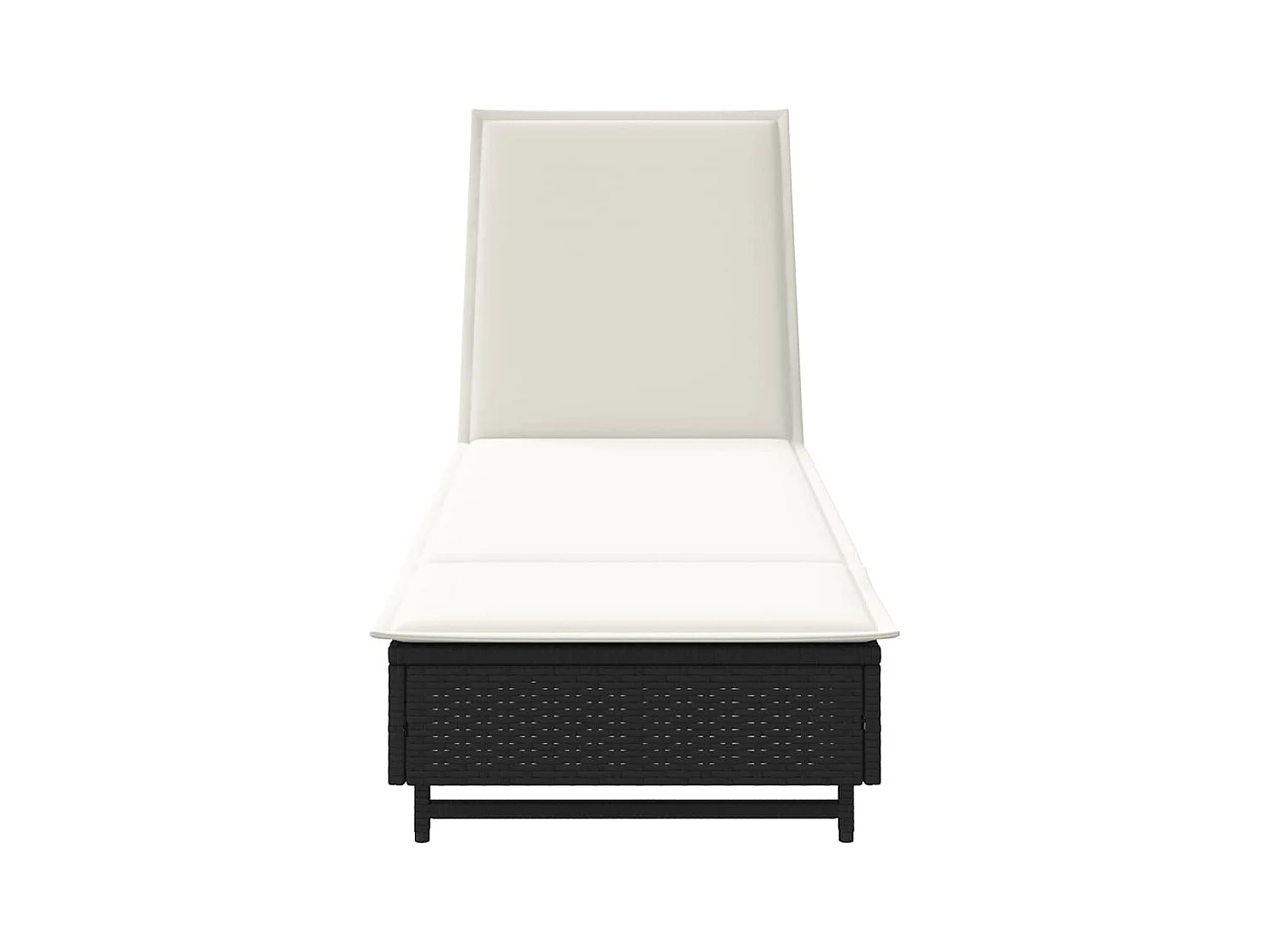 Chaise longue avec roues et coussin noir résine tressée