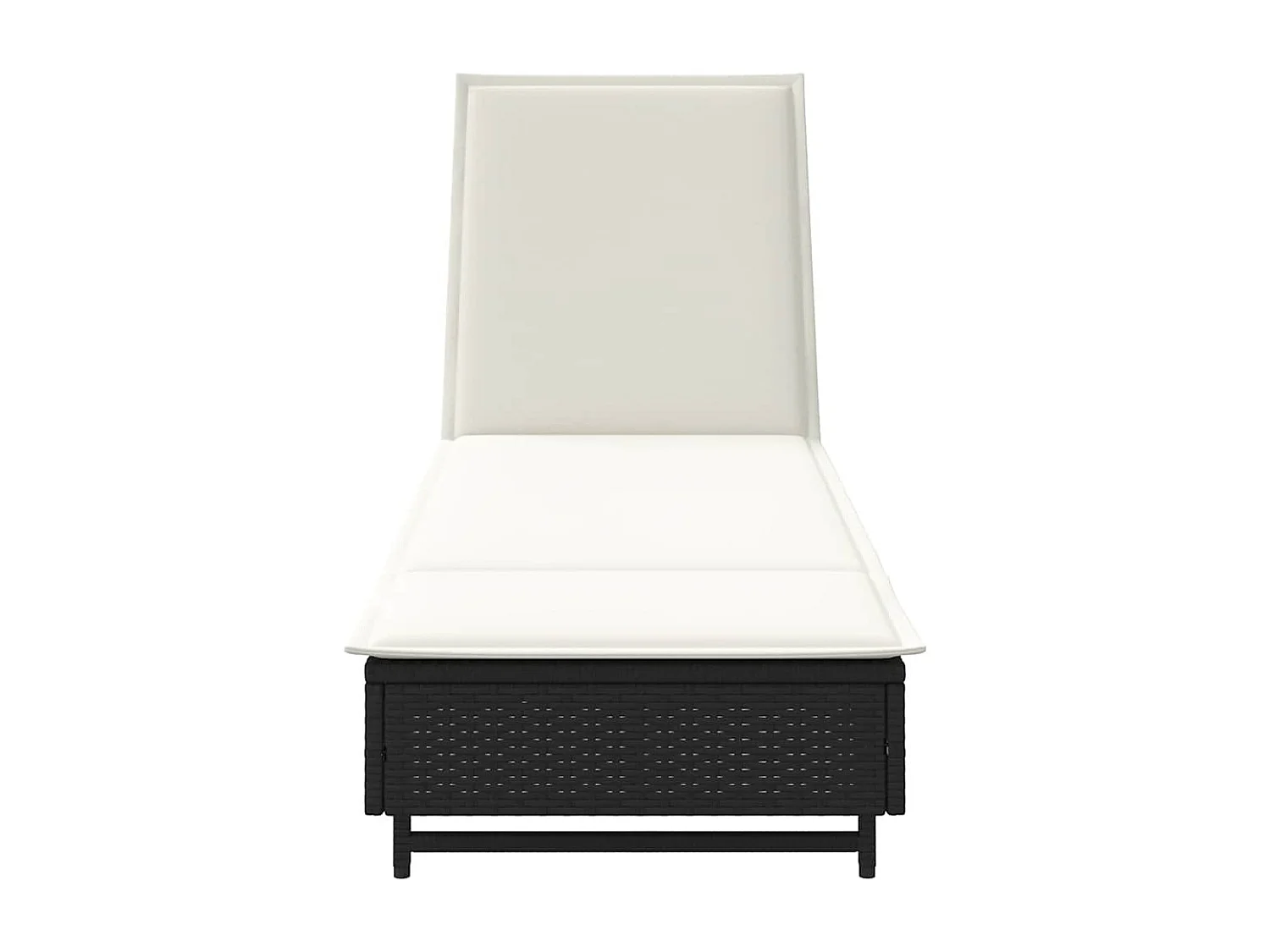 Chaise longue avec roues et coussin noir résine tressée