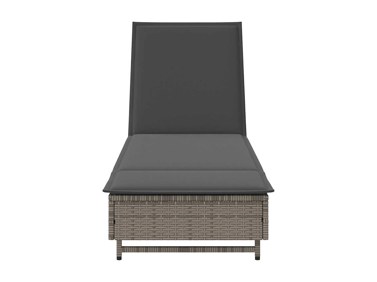 Chaise longue avec roues et coussin gris résine tressée