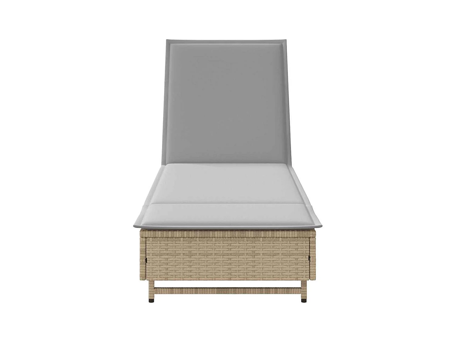 Chaise longue avec roues et coussin beige résine tressée