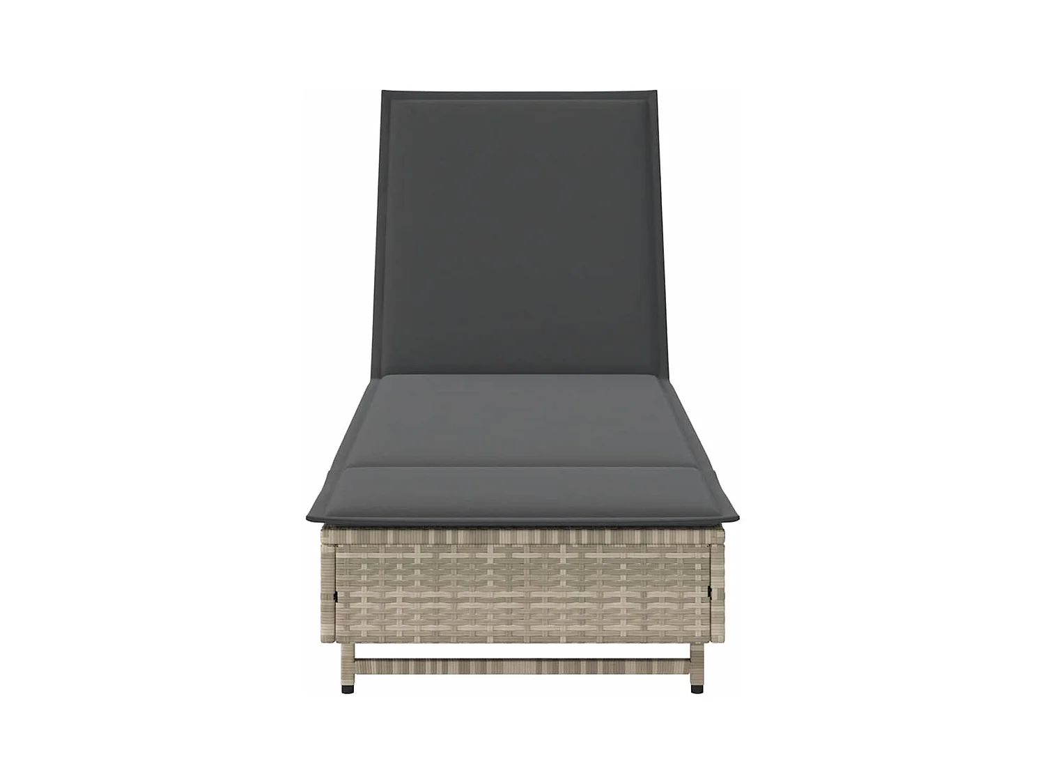 Chaise longue avec roues et coussins gris clair résine tressée