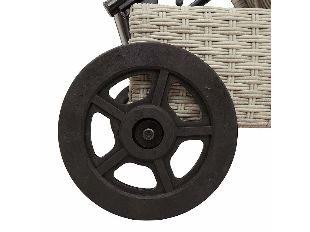 Ligbed met wielen en kussens poly rattan lichtgrijs
