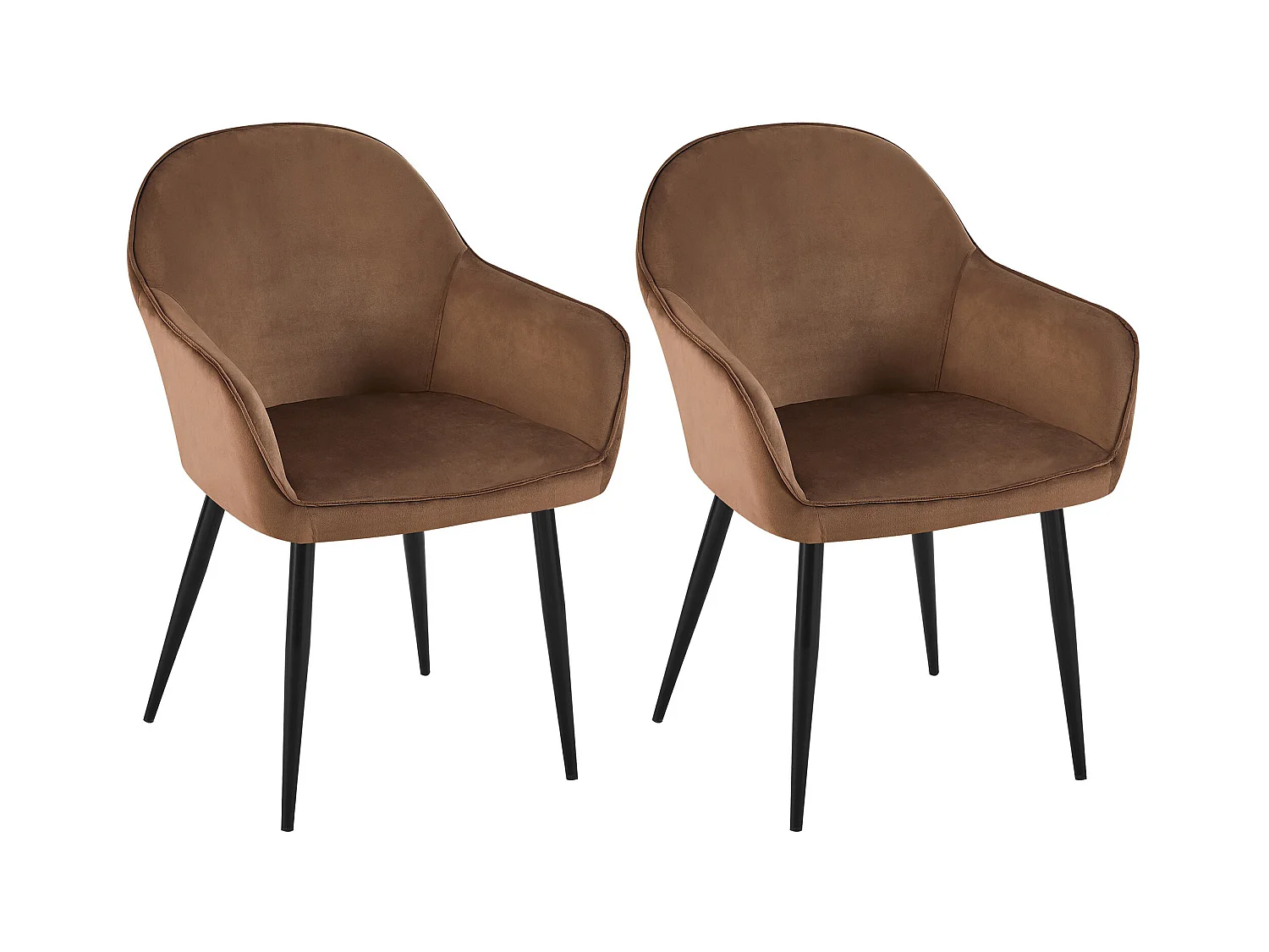 Lot de 2  chaises avec accoudoirs - Velours - Marron - Boise