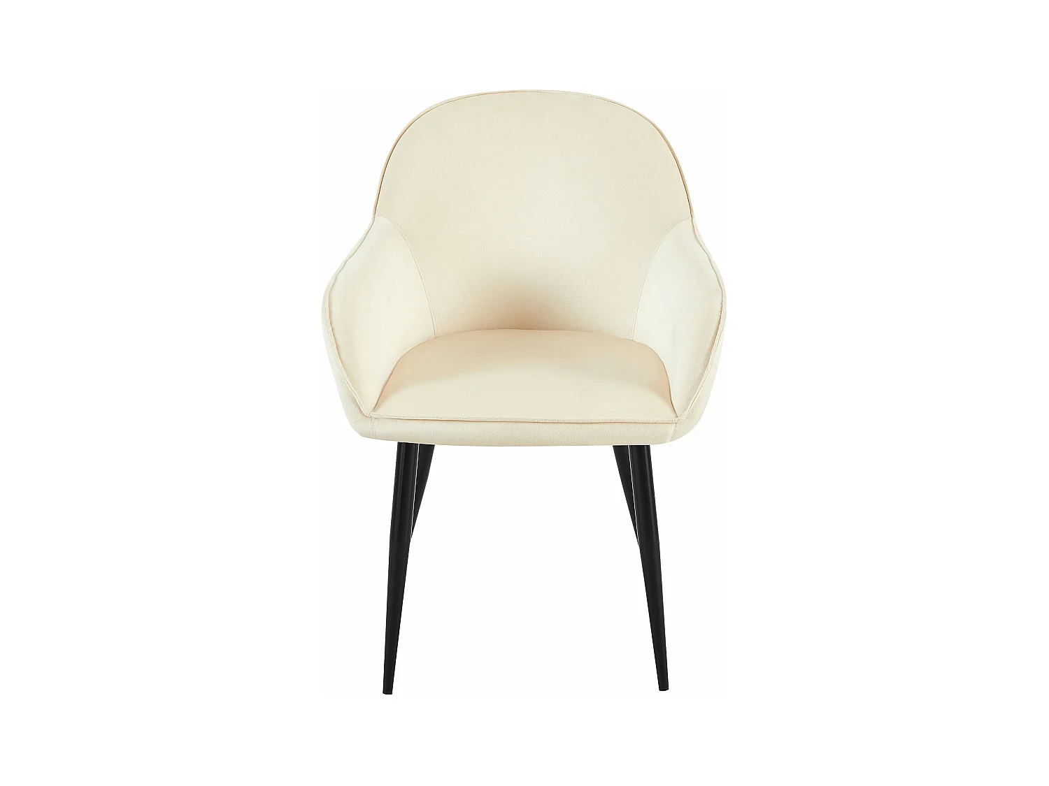 Lot de 2  chaises avec accoudoirs - Velours - Crème - Boise