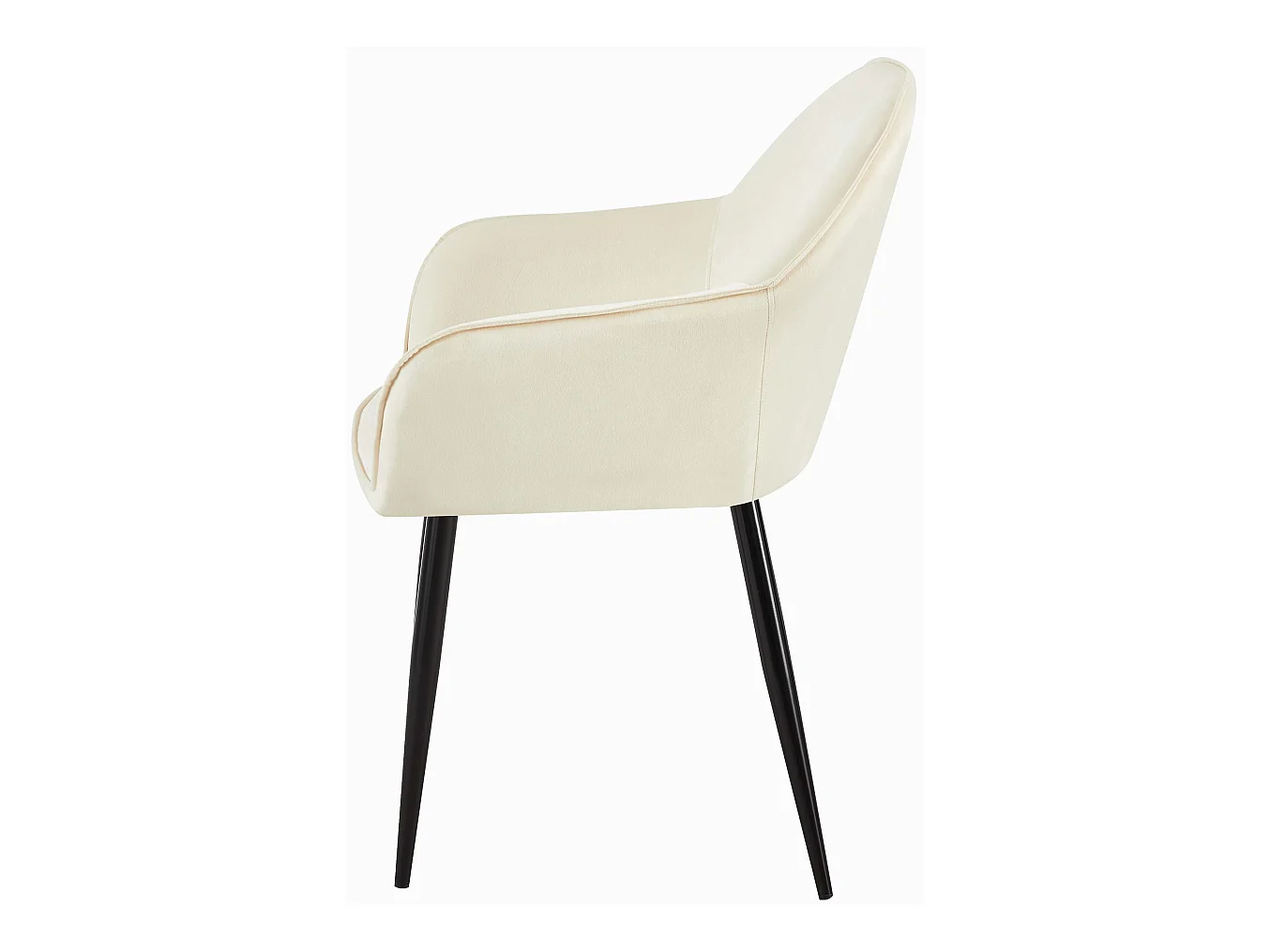 Lot de 2  chaises avec accoudoirs - Velours - Crème - Boise