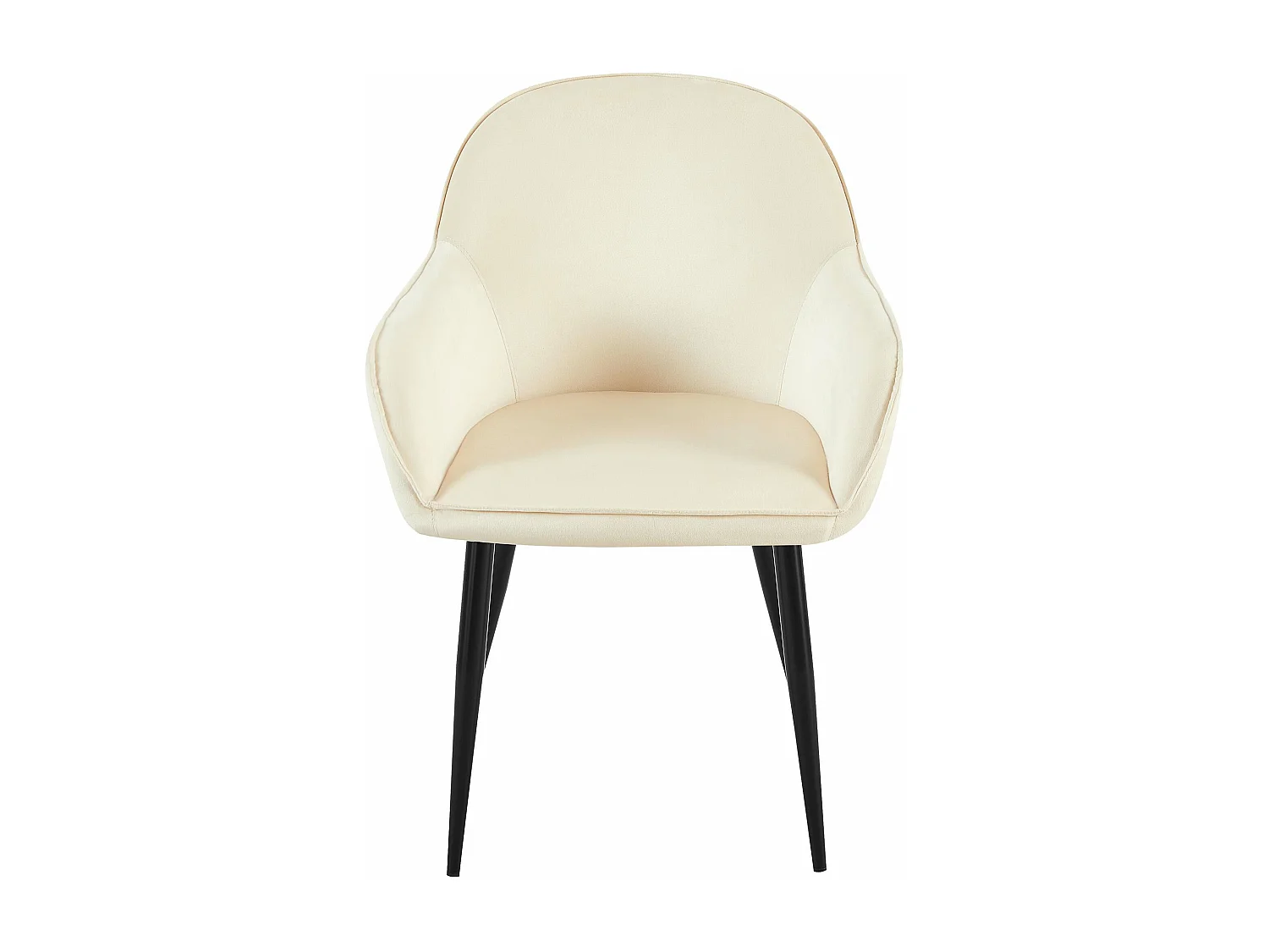 Lot de 2  chaises avec accoudoirs - Velours - Crème - Boise