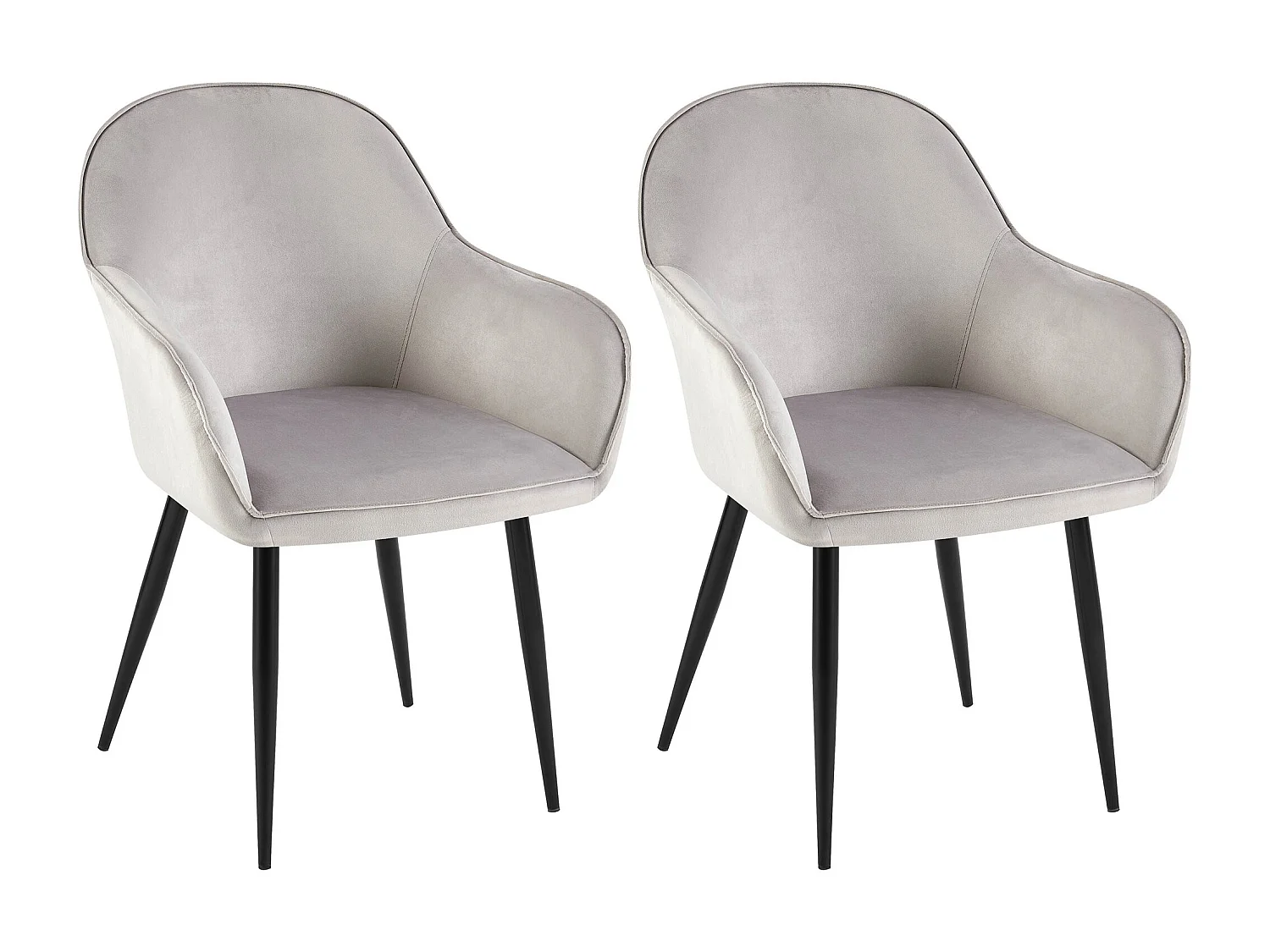 Lot de 2  chaises avec accoudoirs - Velours - Gris - Boise