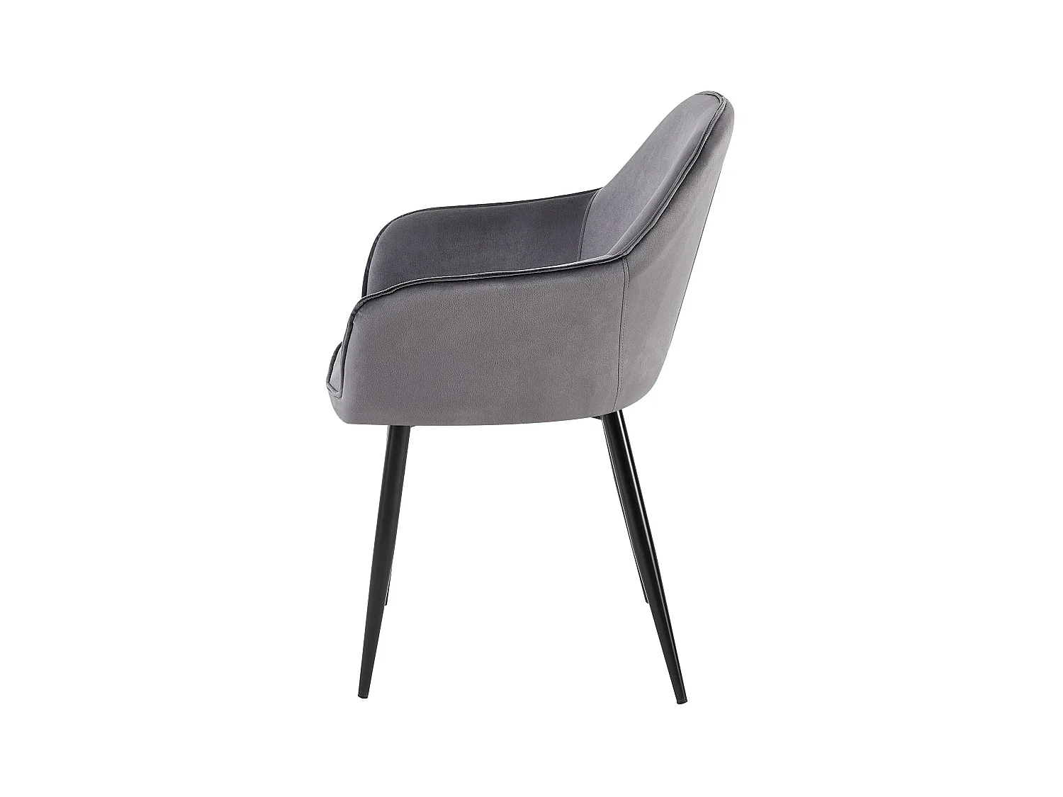 Lot de 2  chaises avec accoudoirs - Velours - Gris foncé - Boise