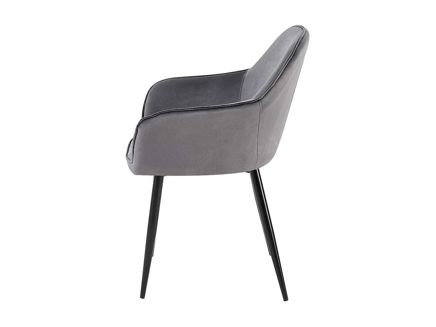 Lot de 2  chaises avec accoudoirs - Velours - Gris foncé - Boise