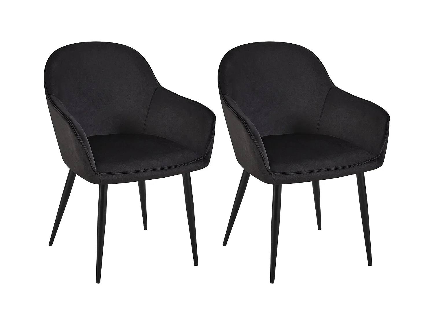 Lot de 2  chaises avec accoudoirs - Velours - Noir - Boise