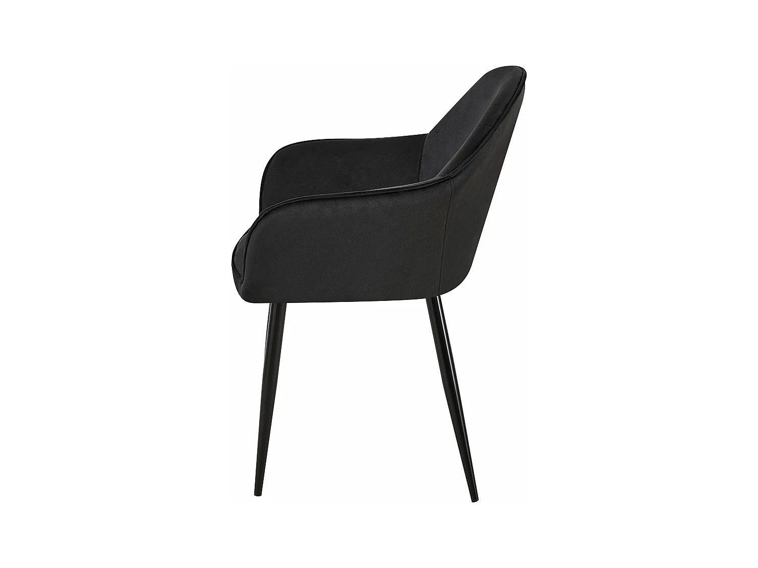 Lot de 2  chaises avec accoudoirs - Velours - Noir - Boise