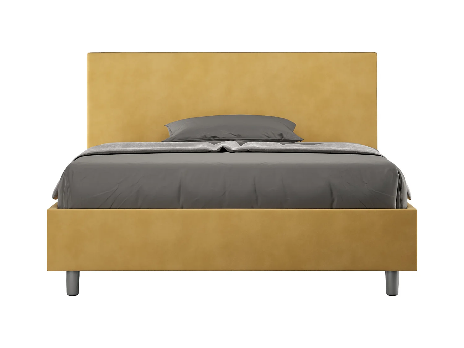 Cama doble con somier acolchada 140x190 microfibra ocre Adele