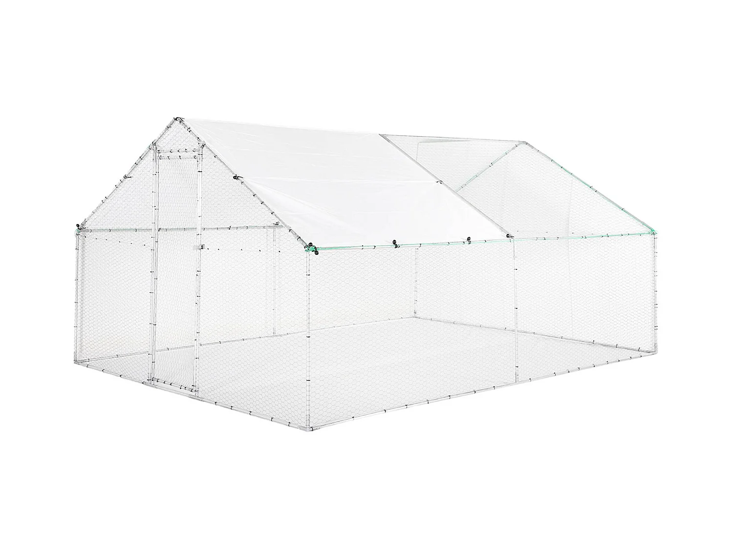 Enclos pour poulailler et volière 12m² acier galvanisé gris et vert. plusieurs dimensions - Babette