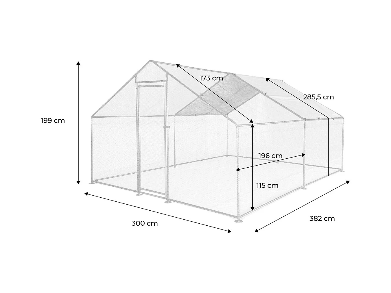 Enclos pour poulailler et volière 12m² acier galvanisé gris et vert. plusieurs dimensions - Babette