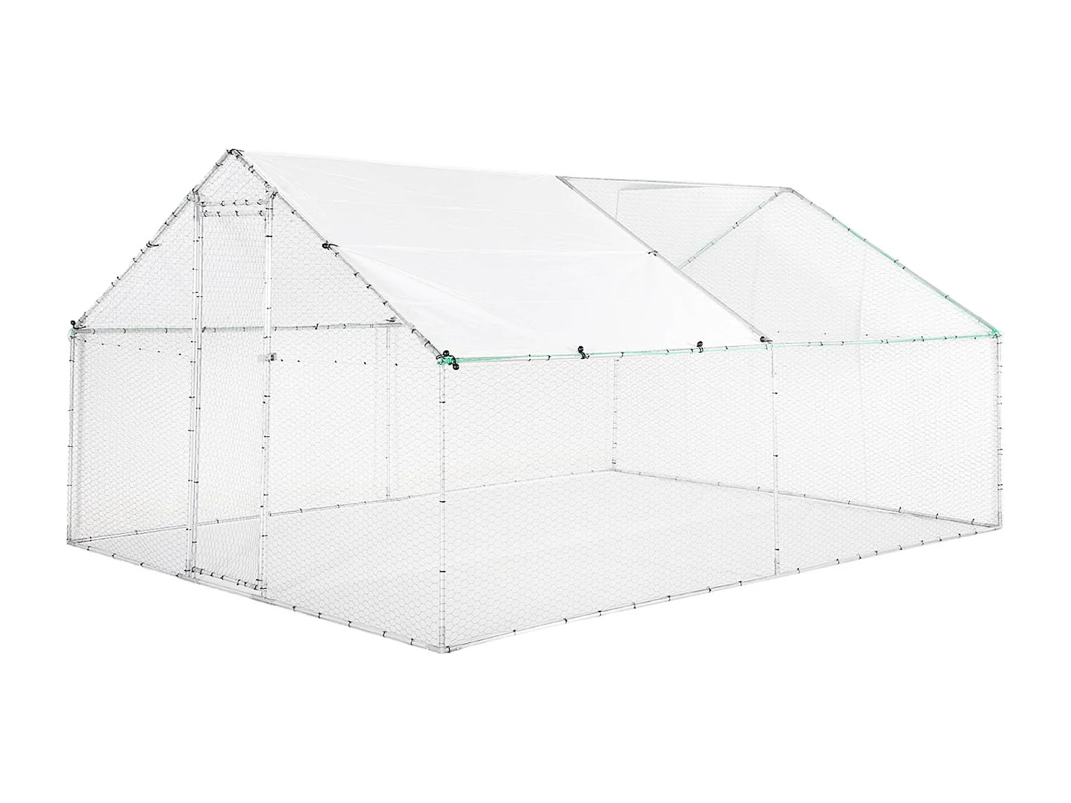 Enclos pour poulailler et volière 12m² acier galvanisé gris et vert. plusieurs dimensions - Babette