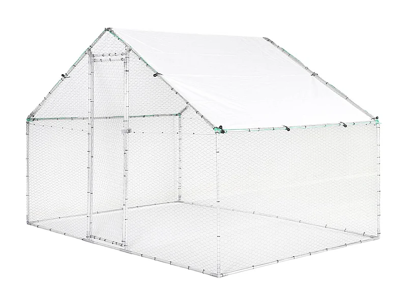 Enclos pour poulailler et volière 6m² acier galvanisé gris et vert. plusieurs dimensions - Babette