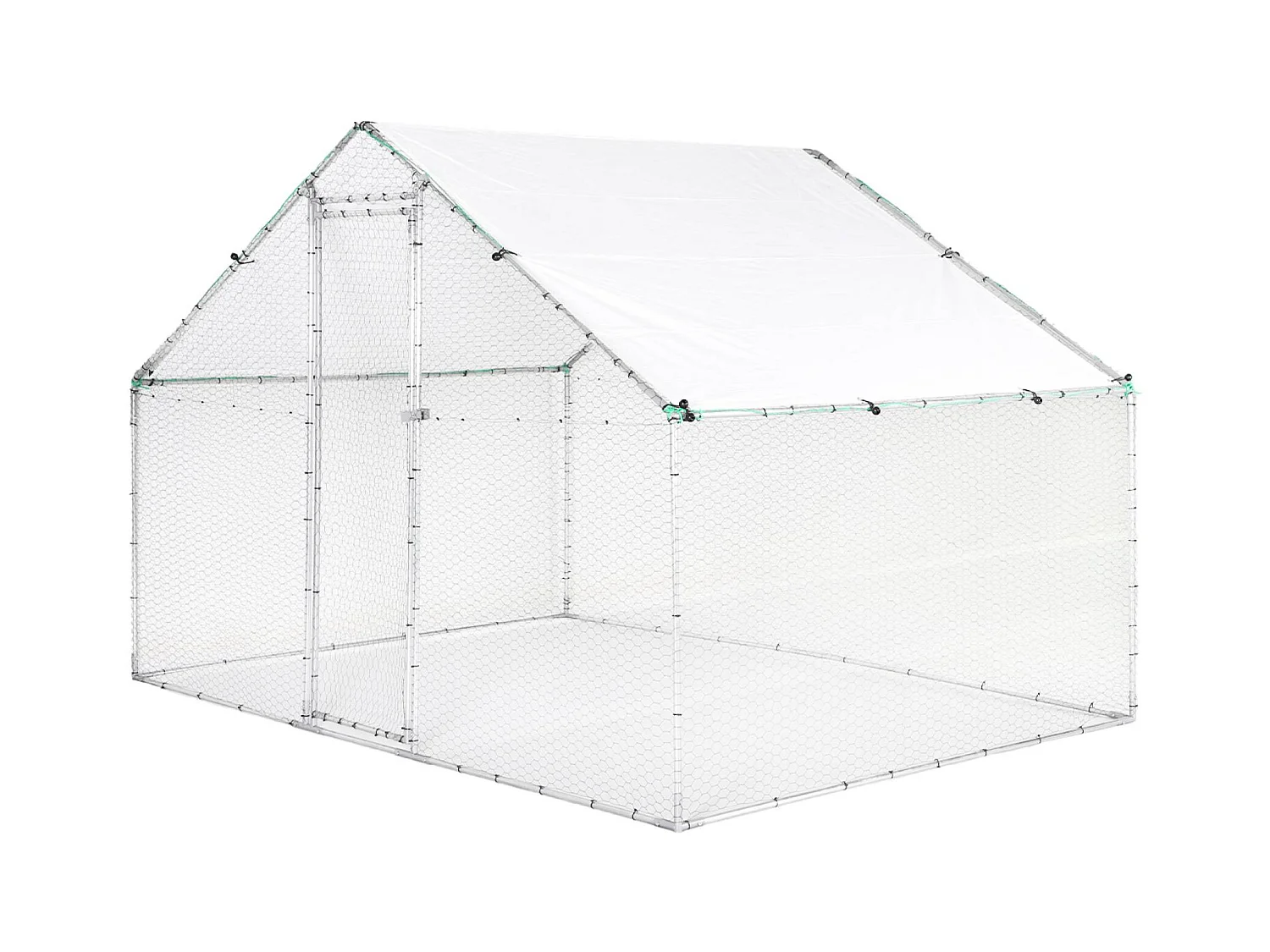 Recinto para gallinero y voladero de acero galvanizado gris et vert