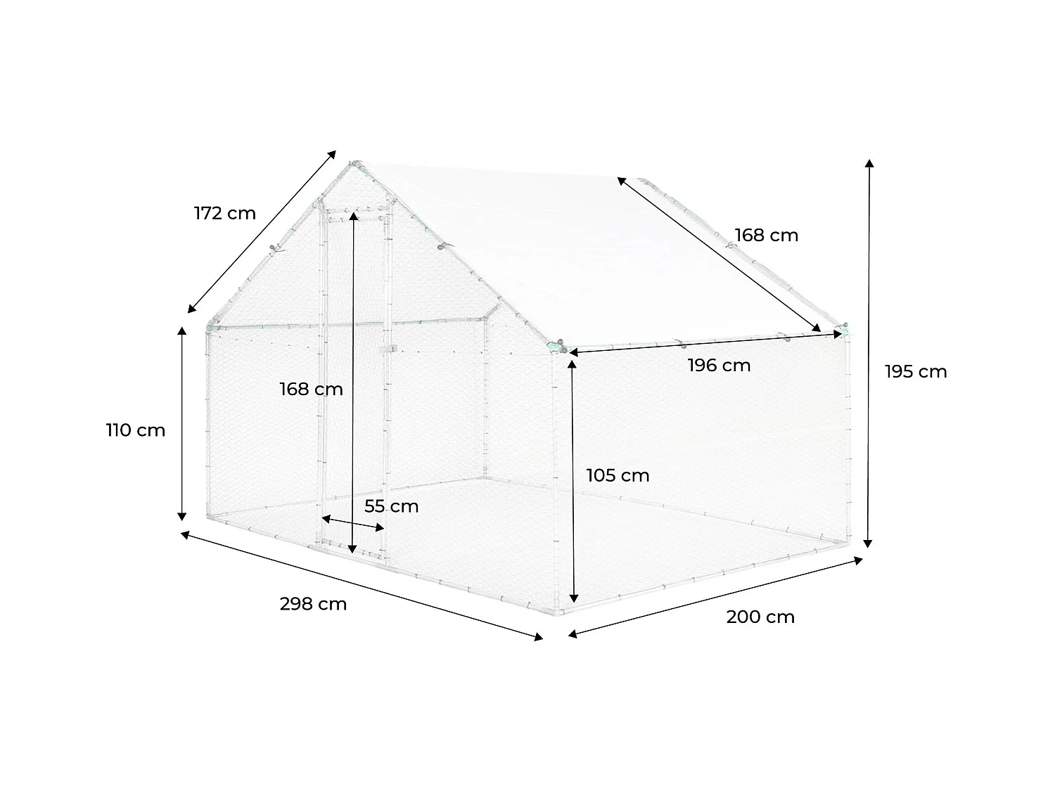 Recinto para gallinero y voladero de acero galvanizado gris et vert