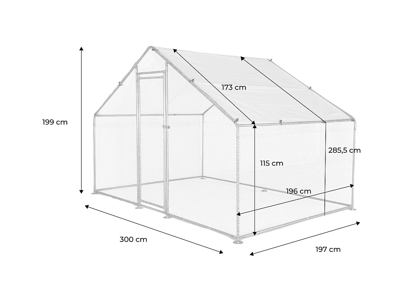 Recinto para gallinero y voladero de acero galvanizado gris et vert