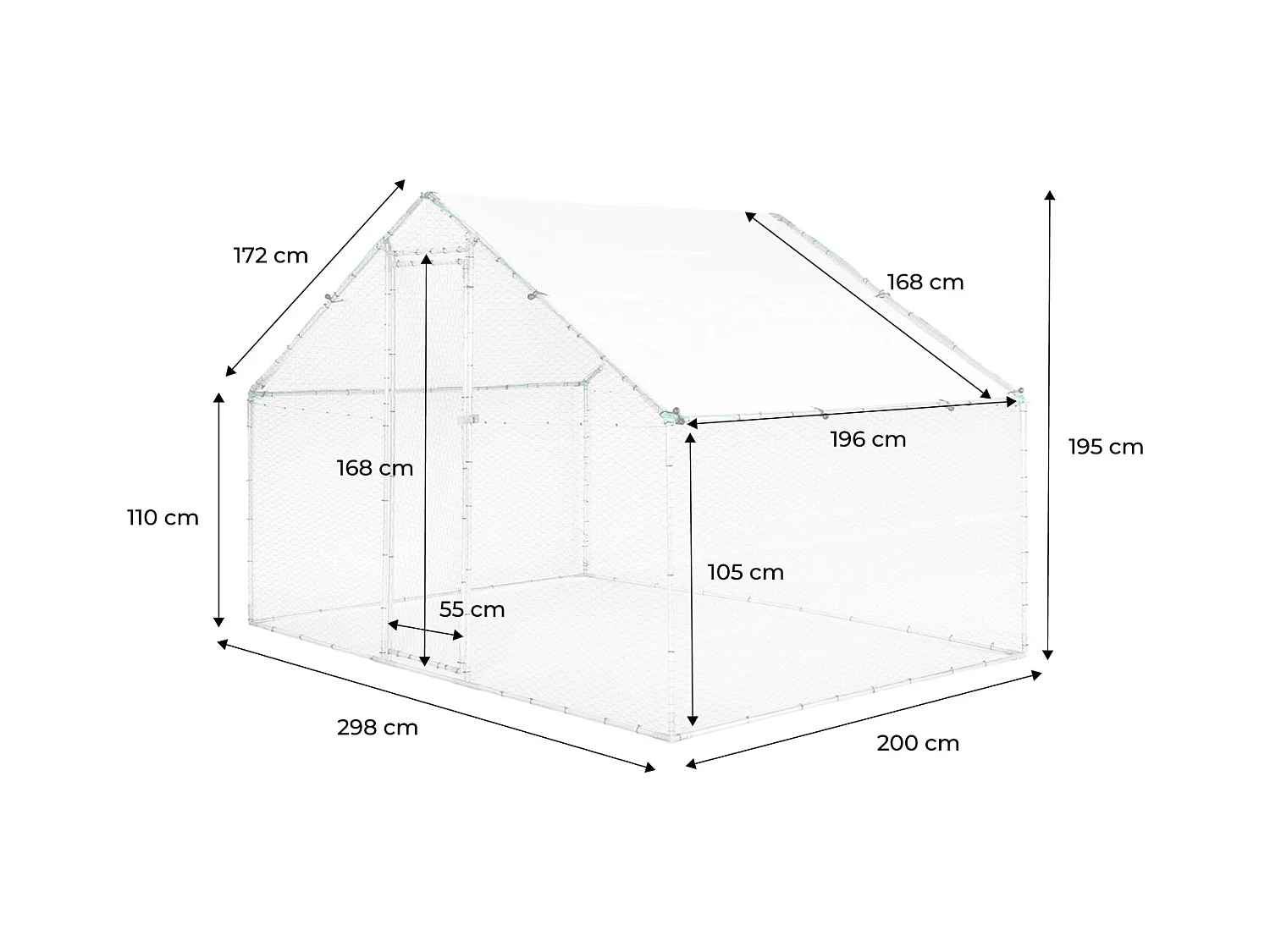 Recinto para gallinero y voladero de acero galvanizado gris et vert