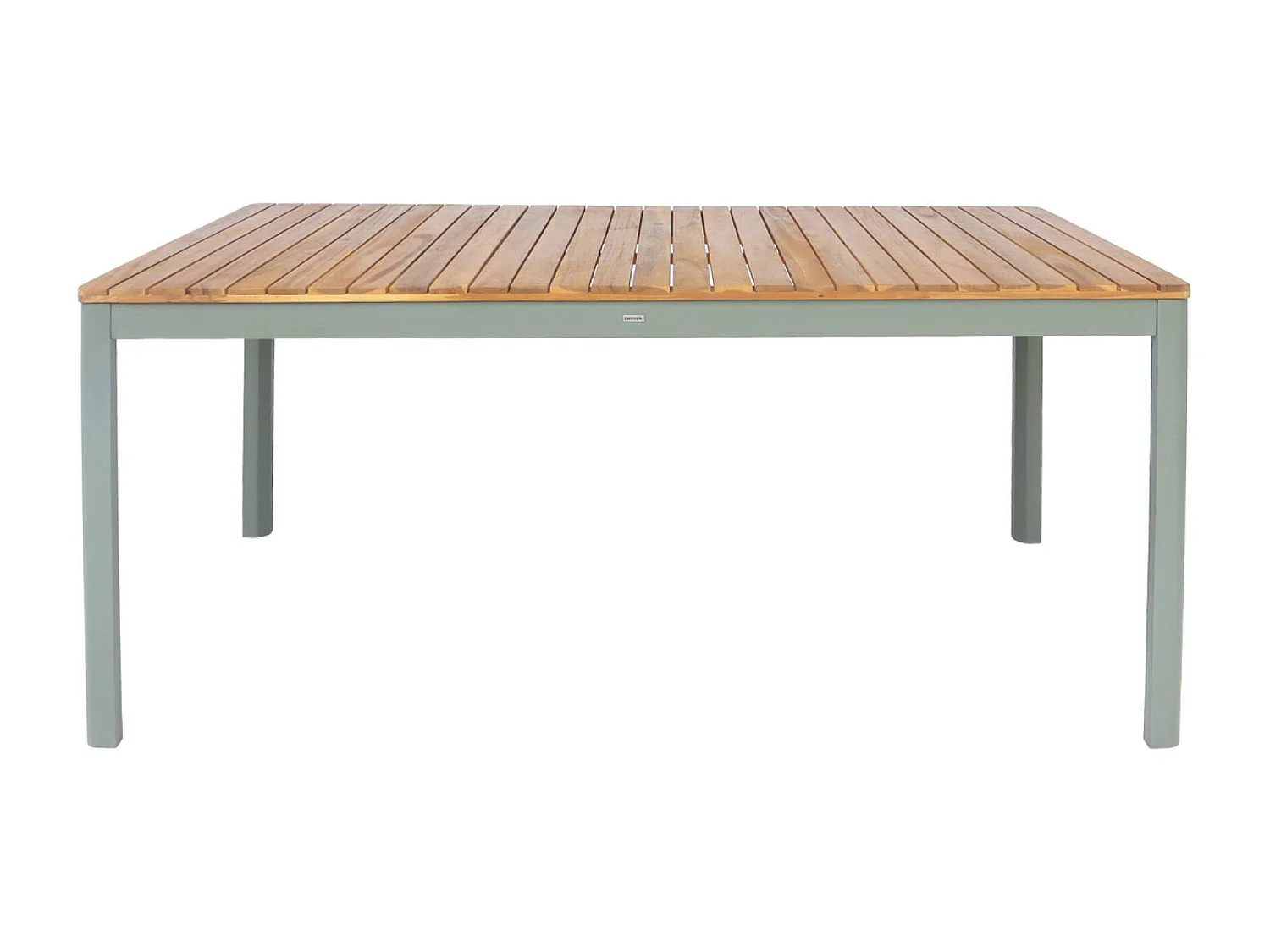 Mesa de jardín de acacia con esquinas redondeadas, 8 sillas verde kaki